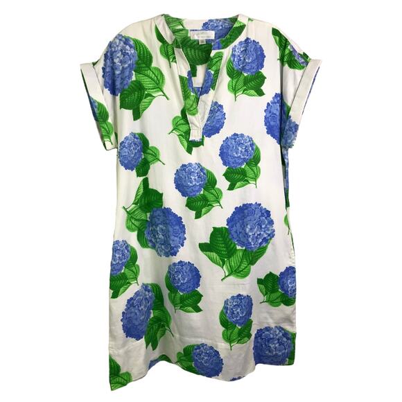 Jayes Studio Dress Womens Size XS White/Blue Floral Short Sleeve V-Neck Summer - Picture 1 of 6